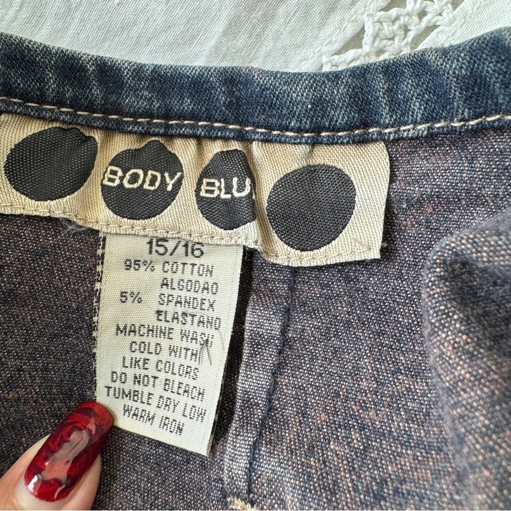 Y2K Denim Midi Skirt with Brown Crochet Trim Detail - Picture 7 of 7
